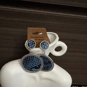 Blue Textured Earrings